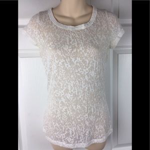 DIF Semi-Sheer Short Sleeve Top White M